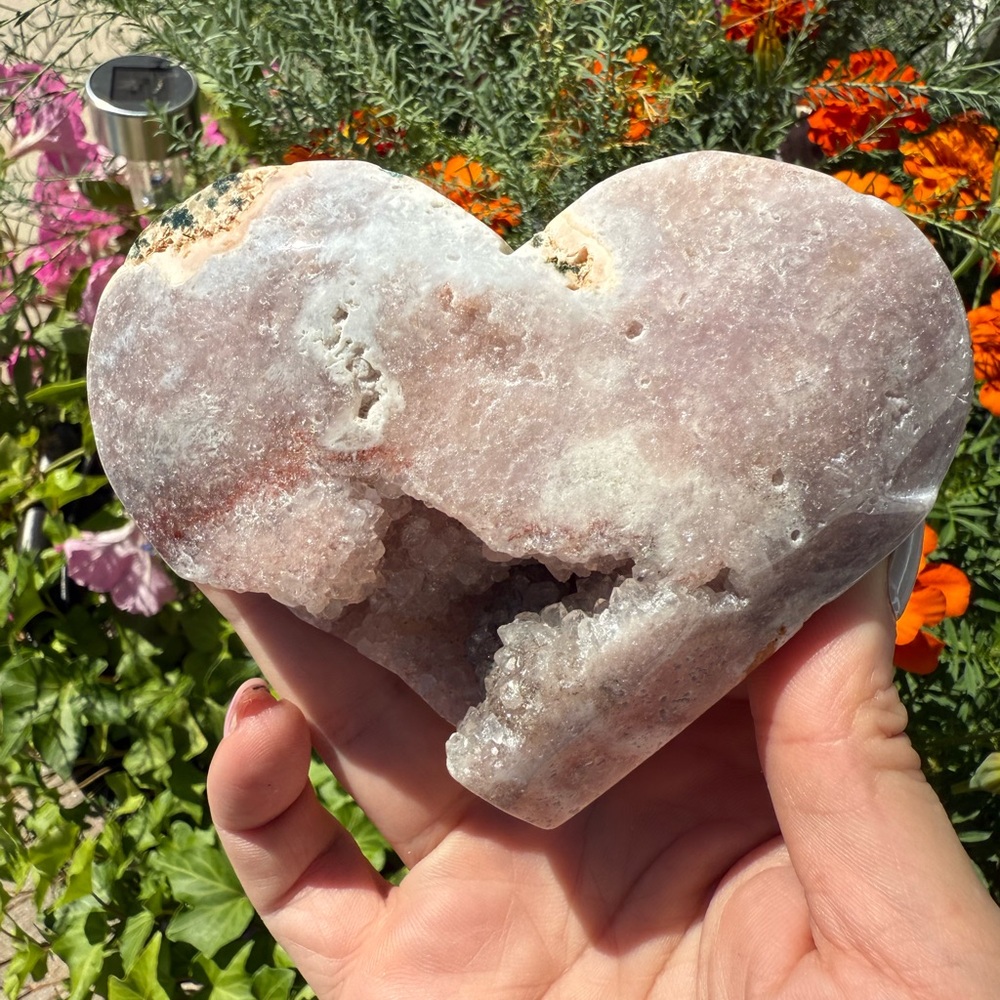 Beautiful Pink Amethyst Druzy Heart